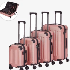 4 tlg. Reisekoffer Set Rosé-Gold