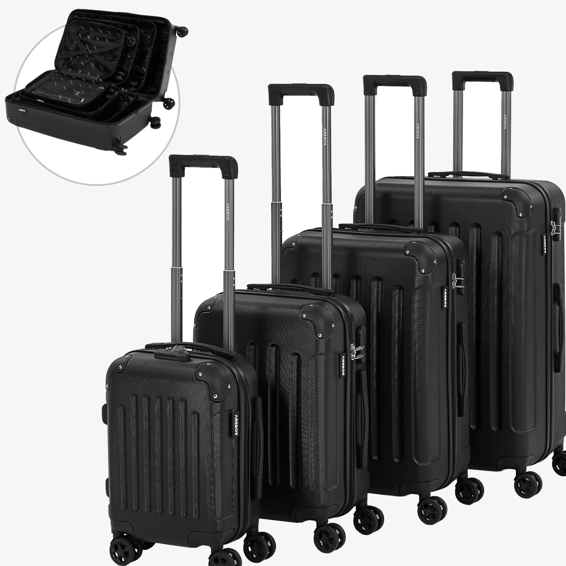 4 tlg. Reisekoffer Set Schwarz
