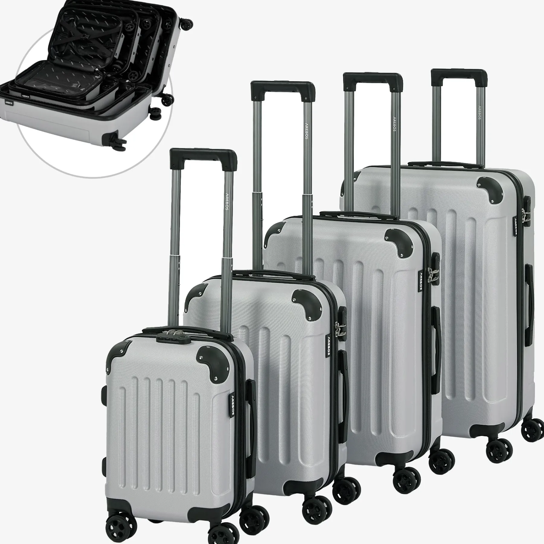 4 tlg. Reisekoffer Set Silber