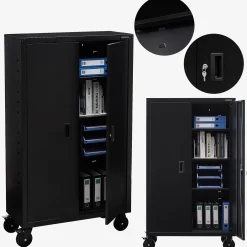 Aktenschrank_Garagenschrank 155 x 90 x 40 cm mit Rollen