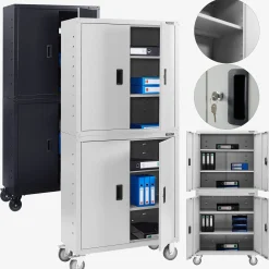 Aktenschrank mit Rollen und 4 Einlegeböden 180 cm