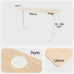 Höhenverstellbarer Schreibtisch 180 x 80 cm