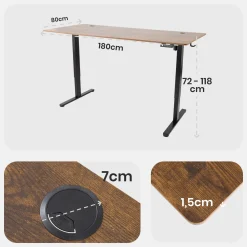 Höhenverstellbarer Schreibtisch 180 x 80 cm