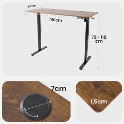 Höhenverstellbarer Schreibtisch 140 x 60 cm