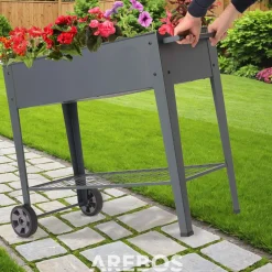 Hochbeet aus Metall mit Rädern - Anthrazit