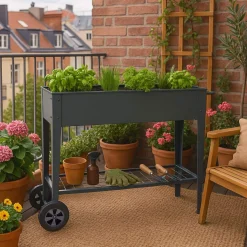 Hochbeet aus Metall mit Rädern - Anthrazit
