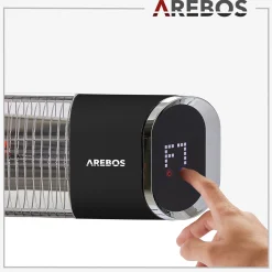 Infrarot Heizstrahler 2000W mit Fernbedienung Premium Schwarz