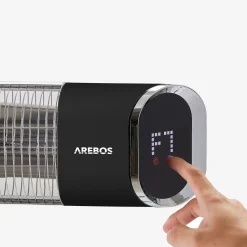 Infrarot Heizstrahler 2000W mit Stativ & Fernbedienung Schwarz