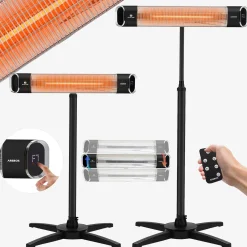 Infrarot Heizstrahler 2000W mit Stativ & Fernbedienung Schwarz