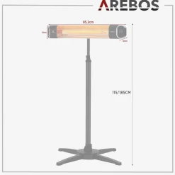 Infrarot Heizstrahler 2000W mit Stativ & Fernbedienung Schwarz