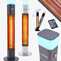 Infrarot Terrassenheizstrahler 1500W mit LED Schwarz