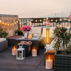 Infrarot Terrassenheizstrahler 1500W mit LED Silber