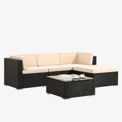 Polyrattan - Sitzgruppe "Palma" Schwarz