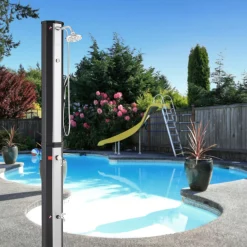 Solardusche 60L mit Handbrause und Themometer schwarz/silber
