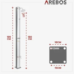 Solardusche 37L Silber rund - Bodenelement Anthrazit