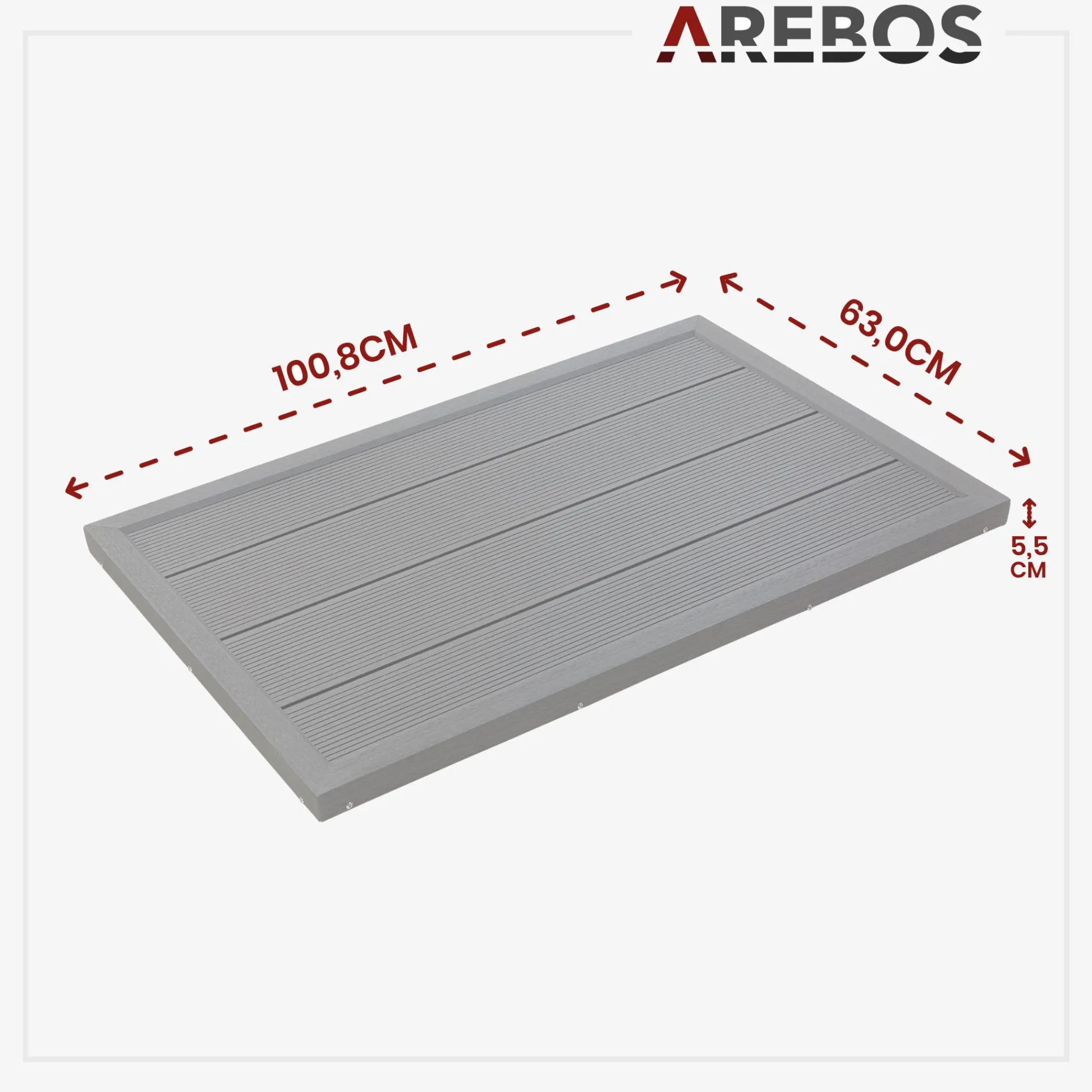 Solardusche 37L Silber rund - Bodenelement Anthrazit