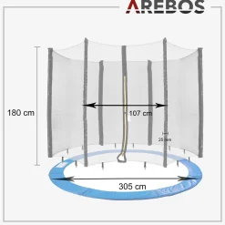 Trampolin Randabdeckung + Netz 305 cm 8 Stangen