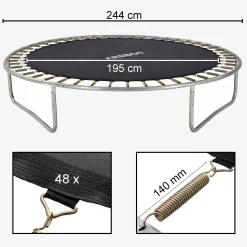 Trampolin Sprungmatte 244 cm 48 Ösen 140 mm