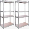 2x Schwerlastregal 160 x 80 x 40 cm 320 kg Silber