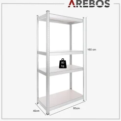 2x Schwerlastregal 160 x 80 x 40 cm 320 kg Silber